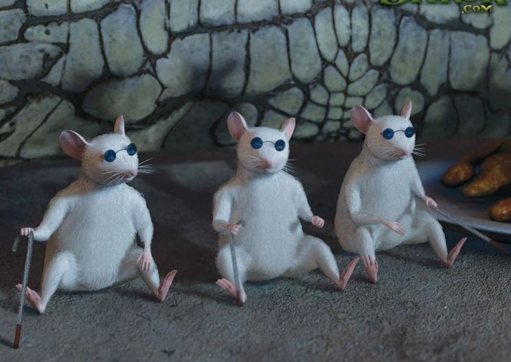Create meme: three blind mice from Shrek, shrek mice, three blind mice