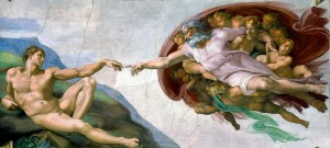 Create meme: Adam Michelangelo, The Creation Of Adam, the creation of Adam Michelangelo