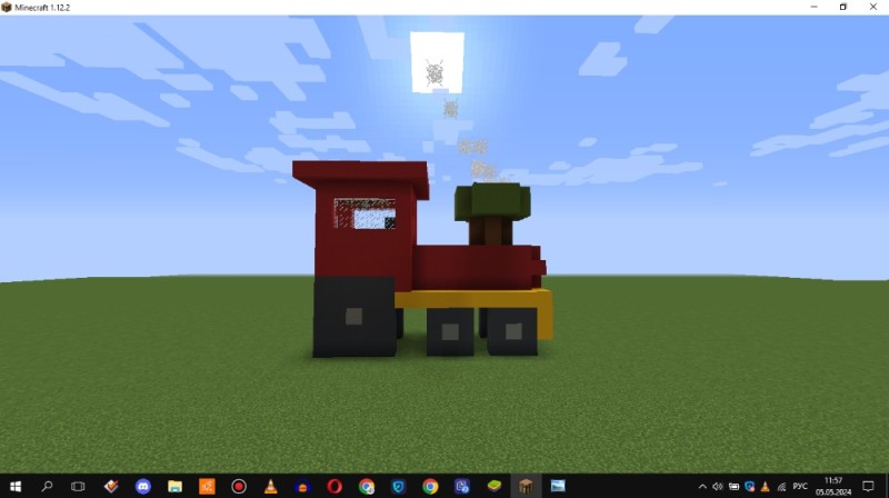 Create meme: minecraft artcraft train, steam locomotive in minecraft, a truck in minecraft
