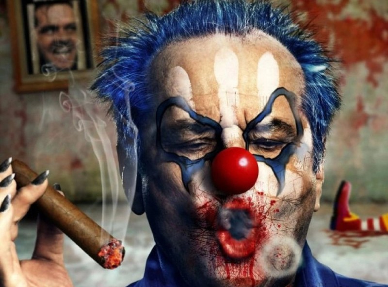 Create meme: the evil clown, The movie Clown Motel, crazy clown