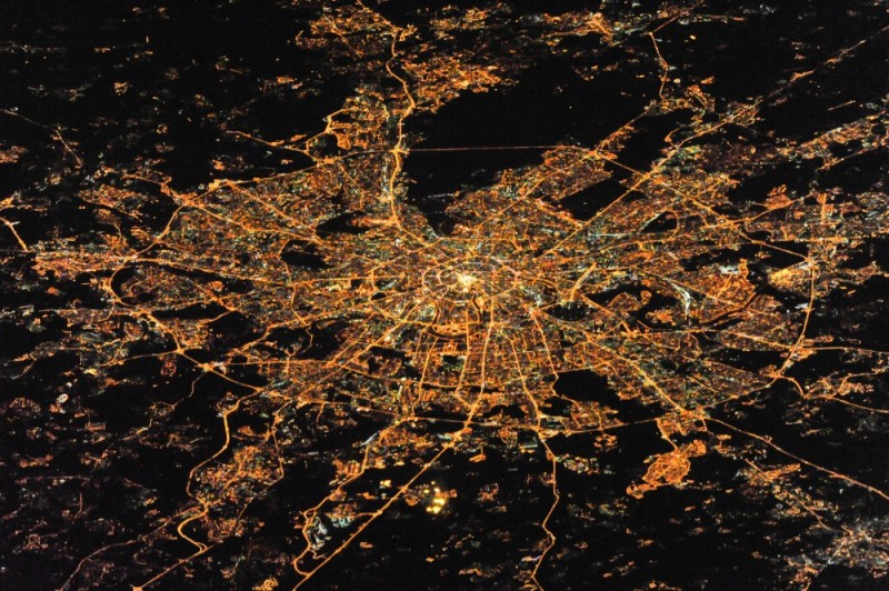 Create meme: night moscow from space, moscow view from space, Moscow at night from space