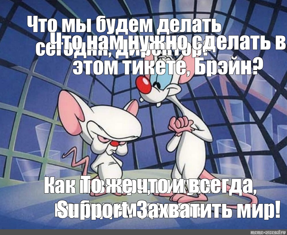 Будем завоевывать мир. Пинки и Брейн. Пинки и Брейн захватить мир. Пинки и Брейн пытаться захватить мир.