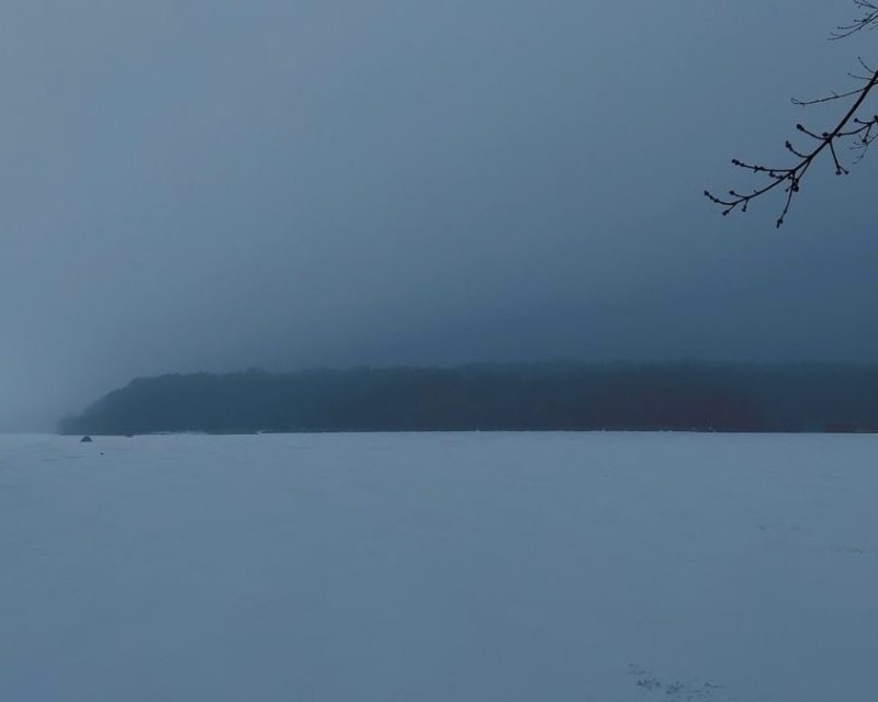 Create meme: a snow-covered field, reservoir , winter 