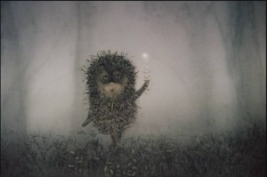 Create meme: cartoon hedgehog in the fog, Norstein hedgehog in the fog, hedgehog in the fog