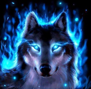 Создать мем: волк, неоновый волк обои, светящийся волк