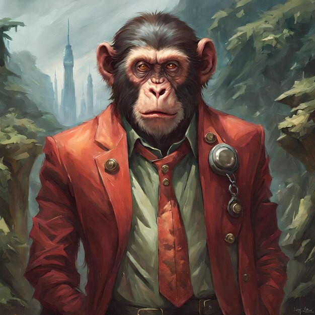 Create meme: a chimpanzee in a suit