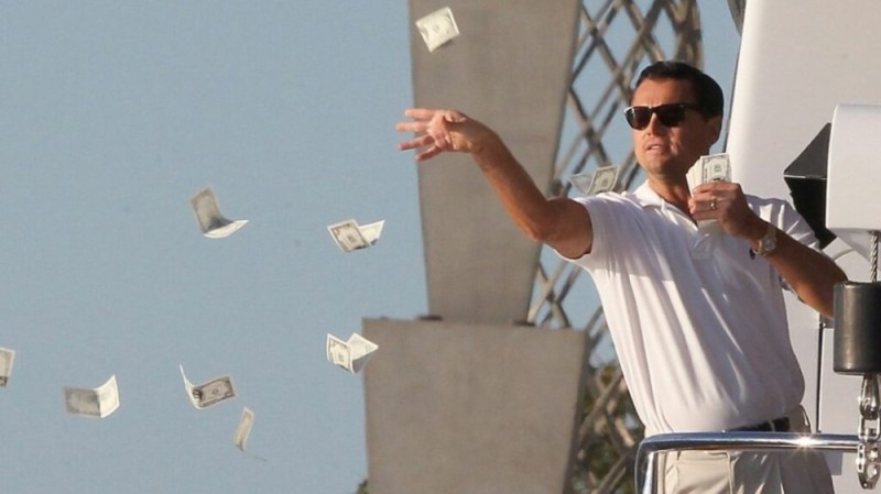 Create meme: DiCaprio throwing money, DiCaprio throws money, the wolf of wall street