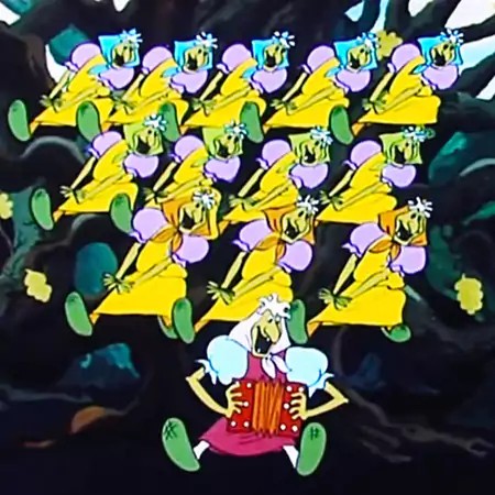 Создать мем: хор бабок ежек из мультфильма летучий корабль, летучий корабль мультфильм 1979, летучий корабль бабки ежки