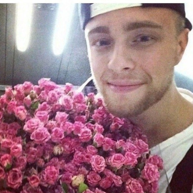 Create meme: egor creed with flowers, Egor Krid rose, egor creed with a bouquet