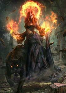 Создать мем: богиня огня, девушки из фэнтези, огонь ведьмы