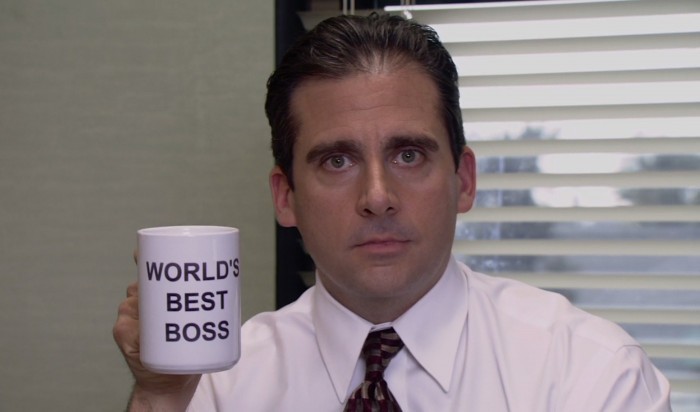 Create meme: TV series the office by michael scott, michael scott worlds best boss, Michael Scott (World's Best Boss with a mug)