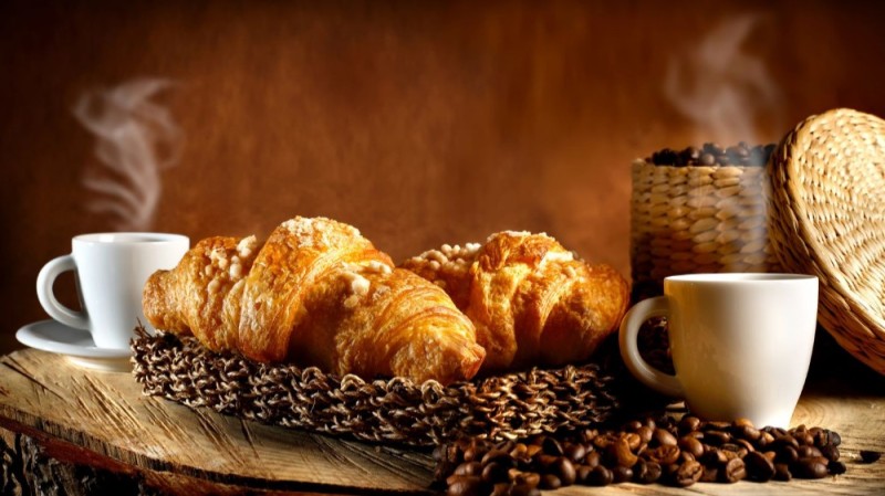 Create meme: coffee croissant, pastries and coffee, a picture of a croissant with coffee