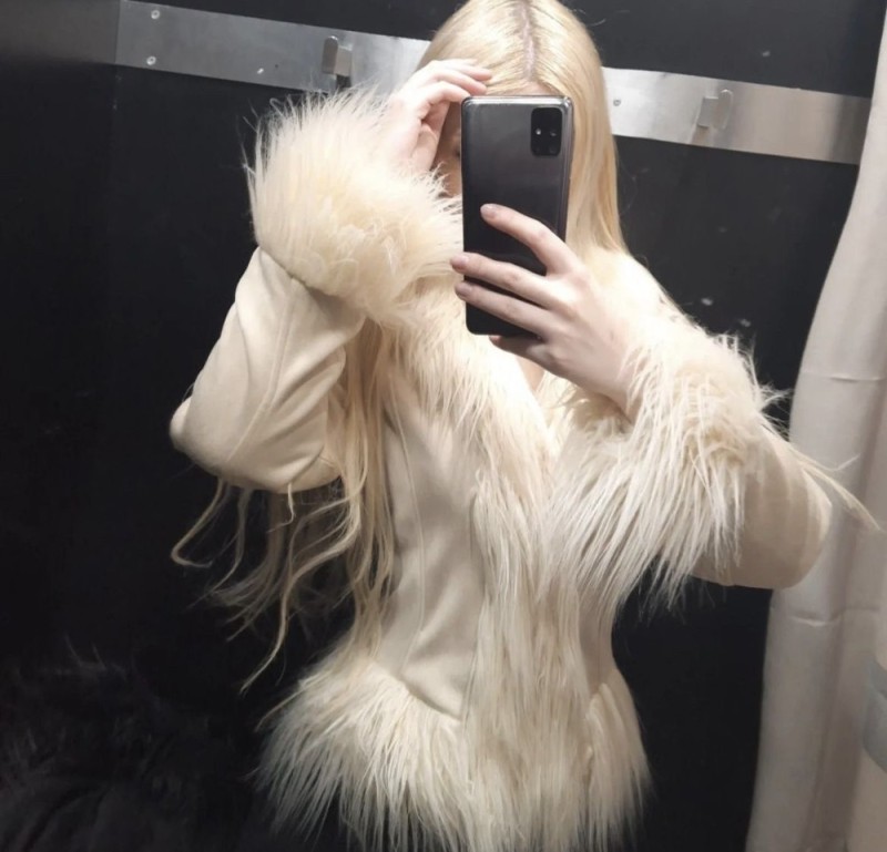 Create meme: yak fur coat, coat, white llama jacket