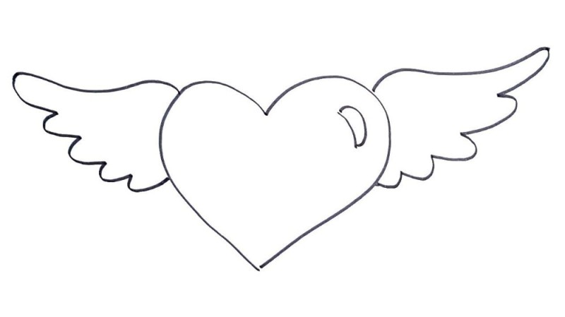 Создать мем: сердце с крыльями, красивое сердечко карандашом, раскраски сердечки с крыльями