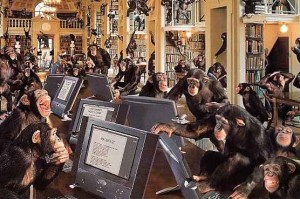 Создать мем: обезьяна с компьютером фото, теорема о бесконечных обезьянах, обезьяна за компьютером