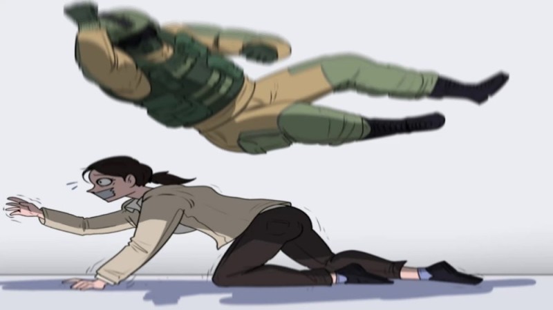 Create meme: Fuse jumps on the hostage, meme f'yuz falls for the hostage, scp-087