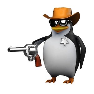 Create meme: penguin with a gun , penguin meme, penguin 3 d