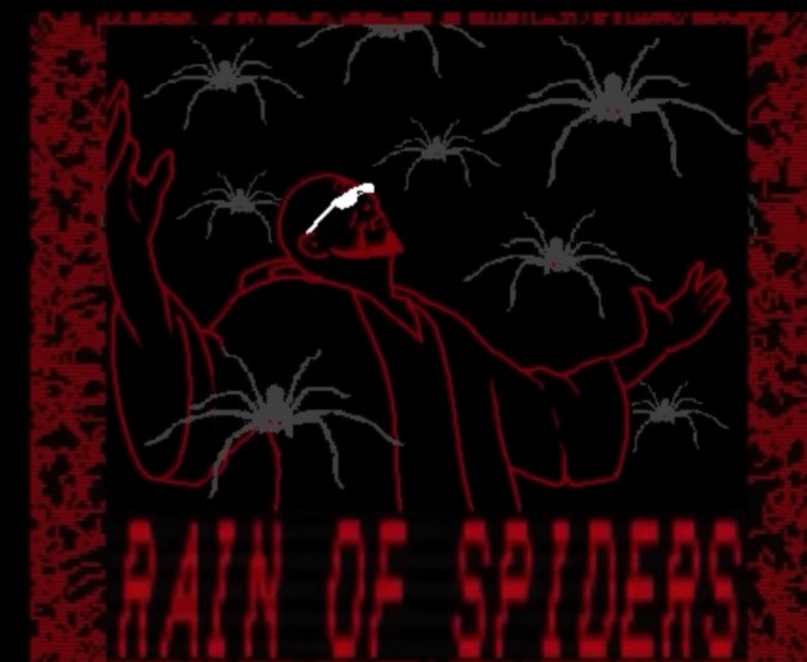 Create meme: infernal band album cover, spider , black background 