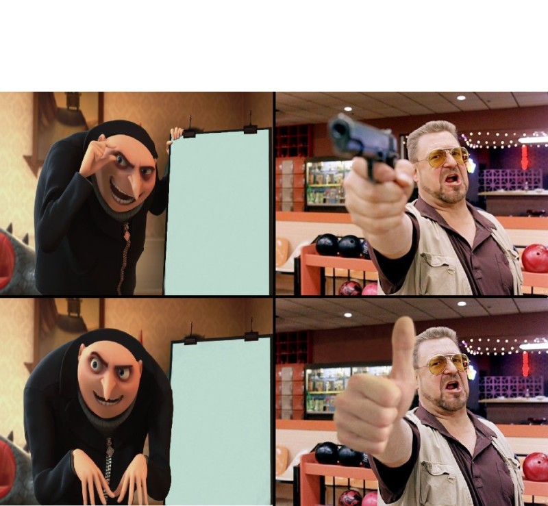 Create meme: GRU despicable me meme, meme with gru and plan, John Goodman