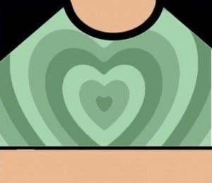 Create meme: green heart, background, people