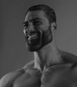 Создать мем: бородатый, мускулистый мужчина, гига чад человек