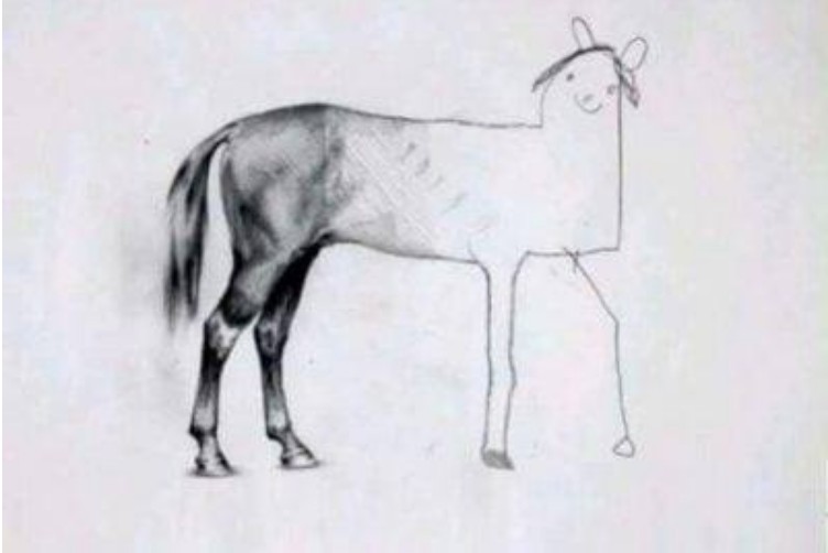 Создать мем: недорисованный конь, рисунки лошадей, рисунок лошади мем