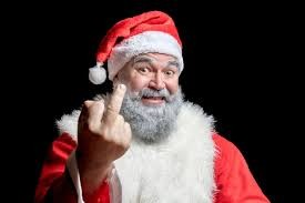 Create meme: santa claus, angry Santa Claus, Santa Claus shows the middle finger