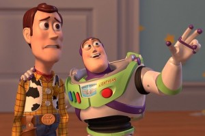 Create meme: toy story, buzz Lightyear and woody, they're everywhere meme