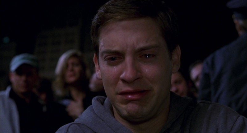 Create meme: crying man, Spider-Man, Tobey Maguire crying meme