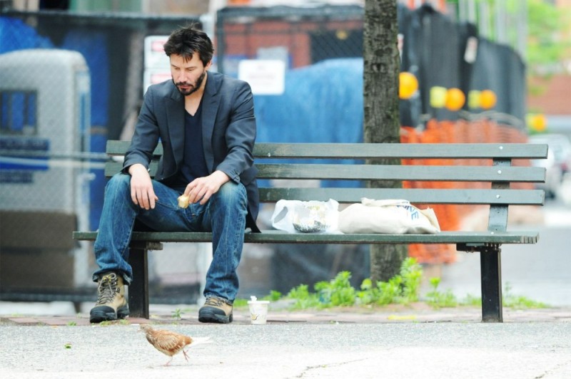 Create meme: Keanu Reeves sad, Keanu Reeves , Sad Keanu Reeves on the bench