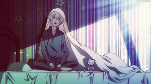 Create meme: priestess Shion, anime, Kaguya screens