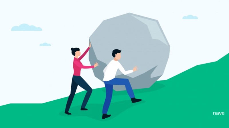 Create meme: Sisyphus business, pushing a rock uphill, the man pushes the stone