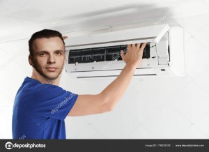 Create meme: male, portrait of a young man adjusting air conditioning system