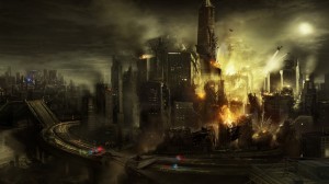 Создать мем: метрополис киберпанк живопись, постапокалипсис, фантастика город