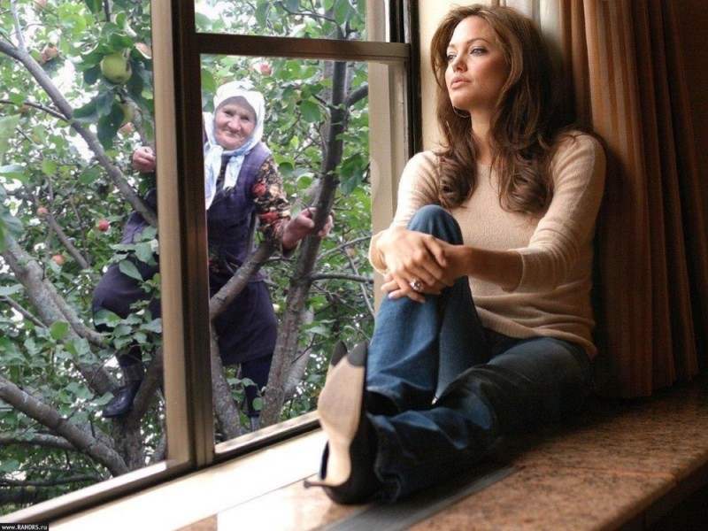 Create meme: Angelina Jolie on the windowsill, angelina jolie , the man at the window
