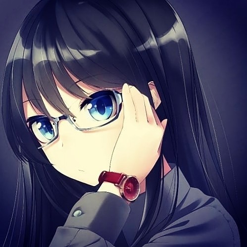 #Chan with short hair with glasses. #anime arts girls. 