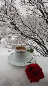 Создать мем: зима доброе утро, утро зима, зимнее утро кофе