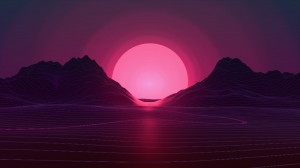 Create meme: retrouve, retro wave, neon sunset