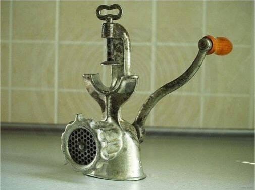 Create meme: manual meat grinder, meat grinder Sovetskaya kasdi, the old meat grinder