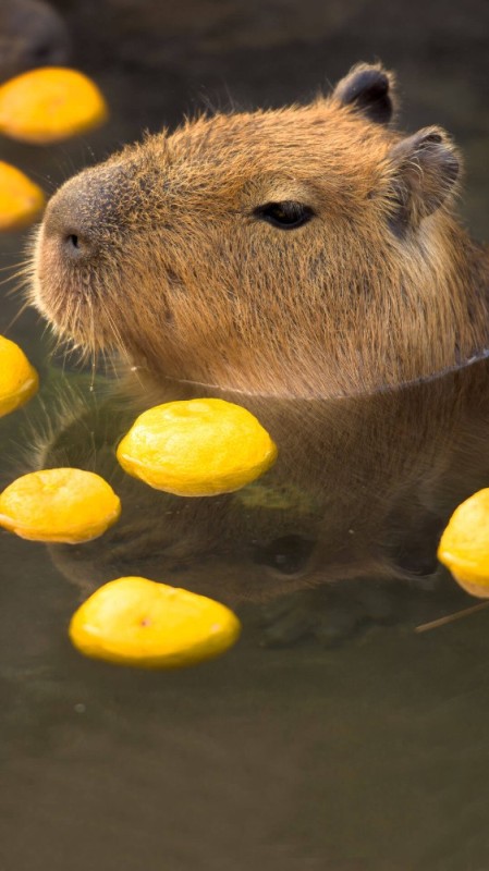 Create meme: the capybara , capybara with orange, capybara with phone