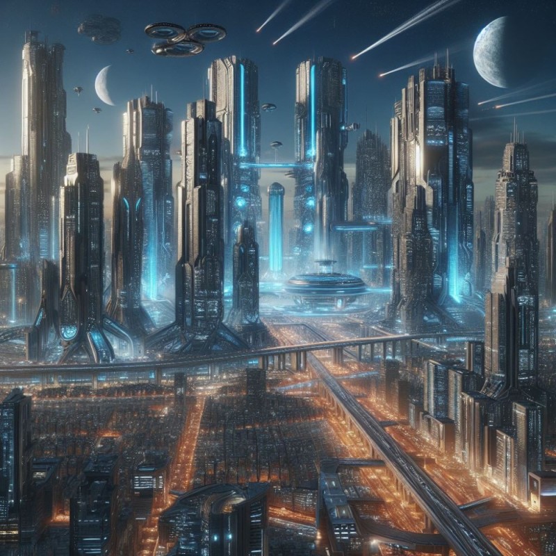 Создать мем: киберпанк город, будущее фантастика, фантастический город
