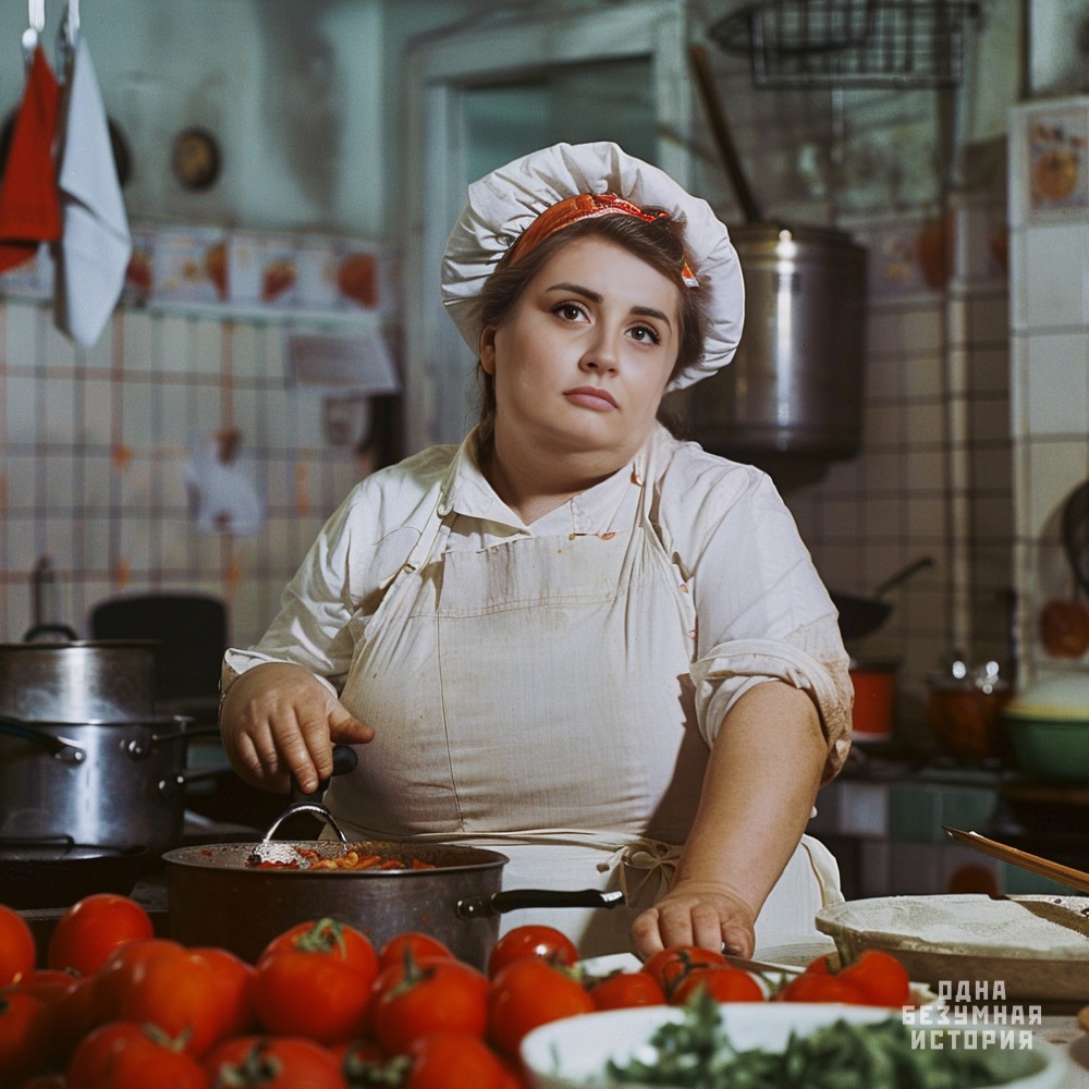 Create meme: woman , the cuisine of the USSR, in the kitchen 