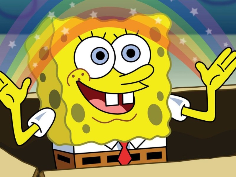 Create meme: spongebob, spongebob rainbow , meme spongebob imagination