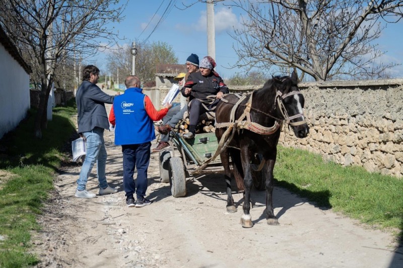 Create meme: horse , horse and cart, village