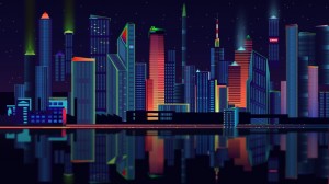 Создать мем: пиксельный город 2560 1440, город вектор, ночной пиксельный город фон для шапки