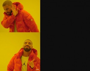 Создать мем: рэпер дрейк мем, дрейк мем оригинал, негр в оранжевой куртке