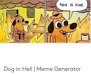 Создать мем: everything is fine, this is fine гиф, собака в огне мем