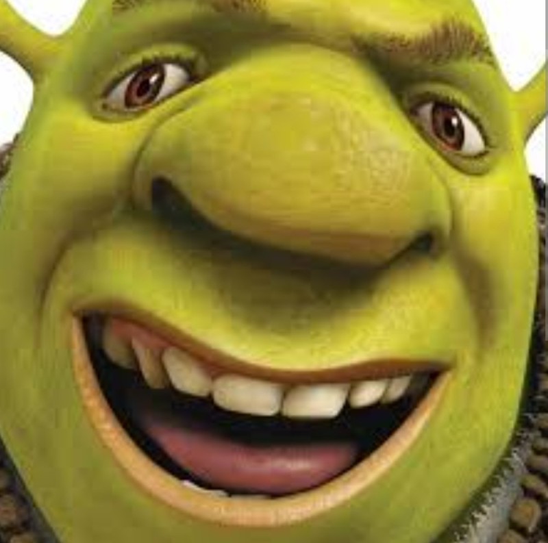 Create meme: funny Shrek, the head of Shrek, Shrek smiles