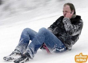 Create meme: winter people, lying in the snow