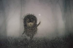 Create meme: cartoon hedgehog in the fog, Norstein hedgehog in the fog, hedgehog in the fog